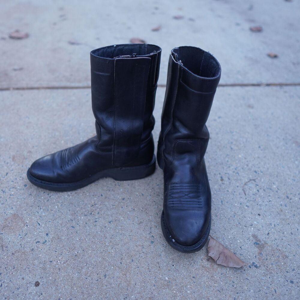 Vintage Corbin Moto Boots Black Leather USA Made Biker Riding 7.5 Workwear Biker